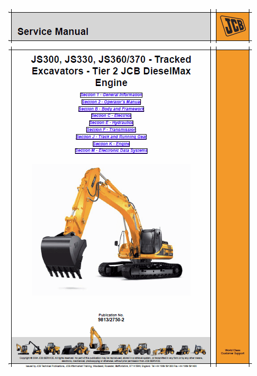 Jcb Js300, Js330, Js360, Js370 Excavator Tier 2 Diesel Engine Service Manual