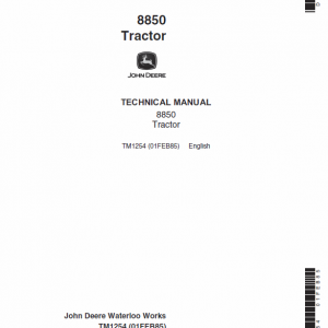 John Deere 8850 Tractor Service Manual Tm-1254