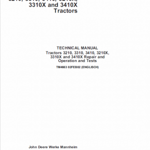 John Deere 3210, 3310, 3410 Tractor Service Manual Tm-4663