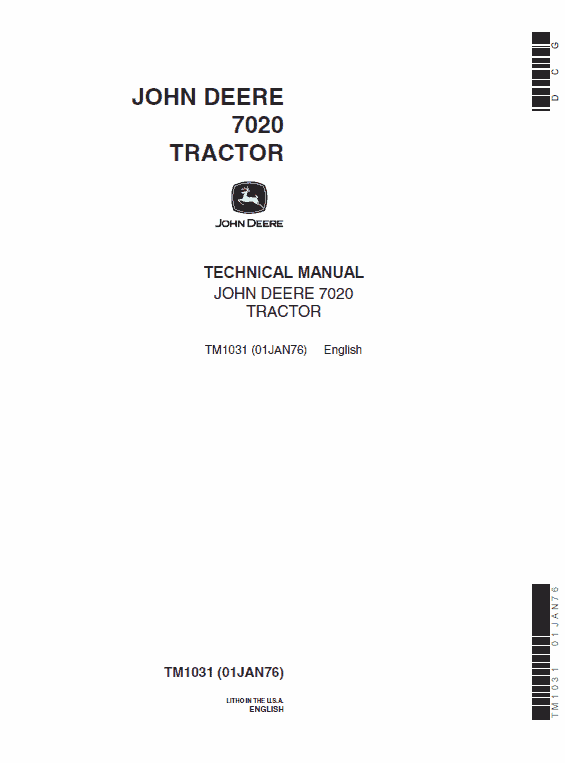 John Deere 7020 Tractor Service Manual Tm-1031