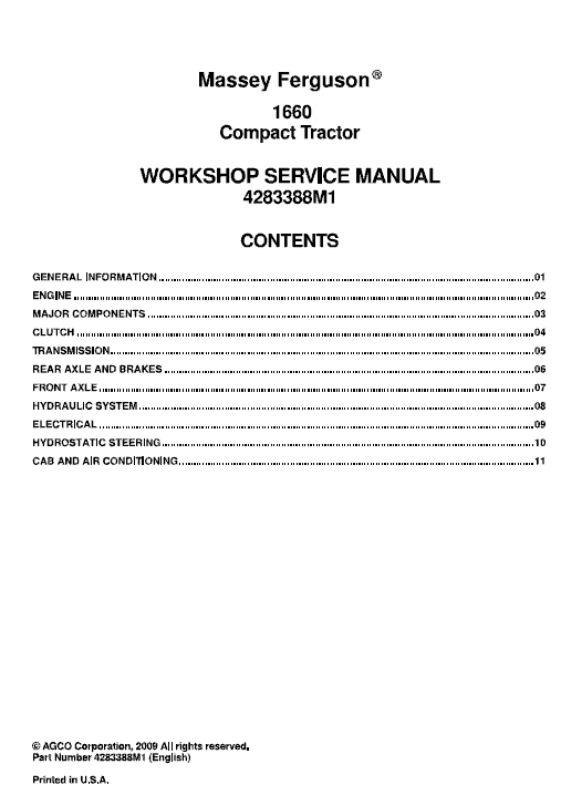 Massey Ferguson 1660 Tractor Service Workshop Manual  2010 Massey Ferguson 1660 Radio Wiring Diagram    The Repair Manual