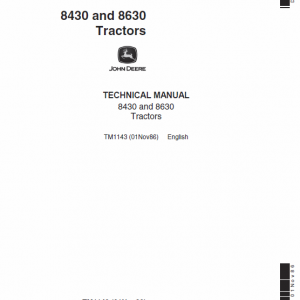 John Deere 8430, 8630 Tractor Service Manual Tm-1143
