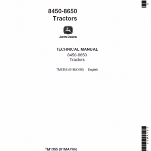John Deere 8450, 8650 Tractor Service Manual Tm-1355