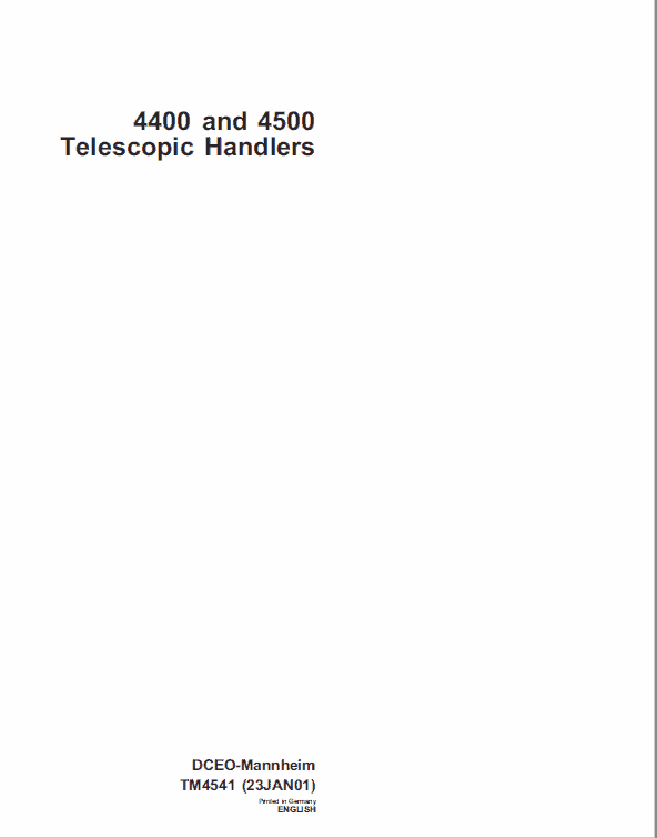 John Deere 4400 And 4500 Telescopic Handlers Service Manual