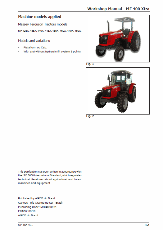 Massey Ferguson 460x, 470x, 480x Tractor Service Manual