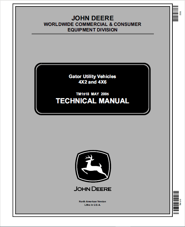 John Deere Gator 4×2 and 4×6 Repair Service Manual TM1518