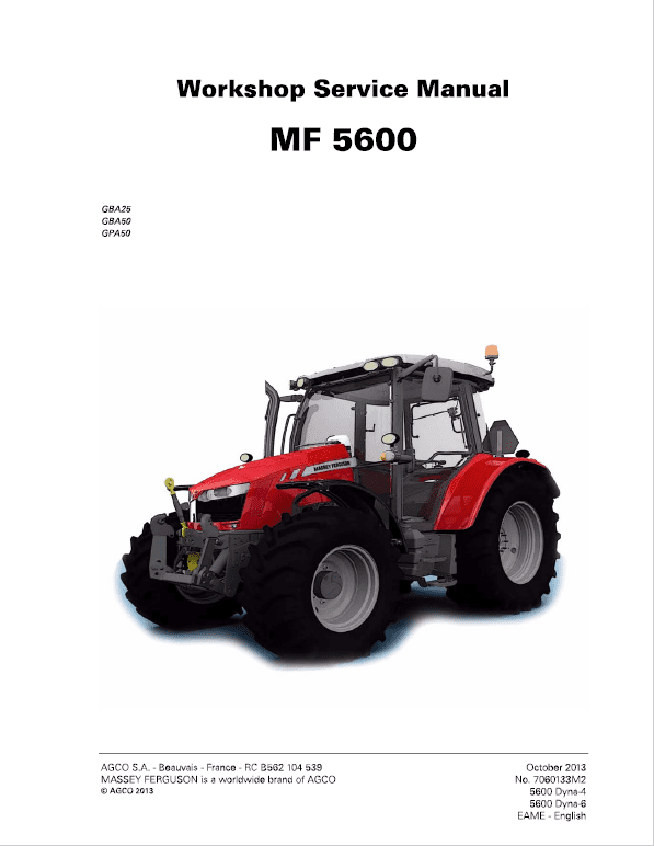 Massey Ferguson 5611, 5612, 5613 Tractors Repair Service Manual
