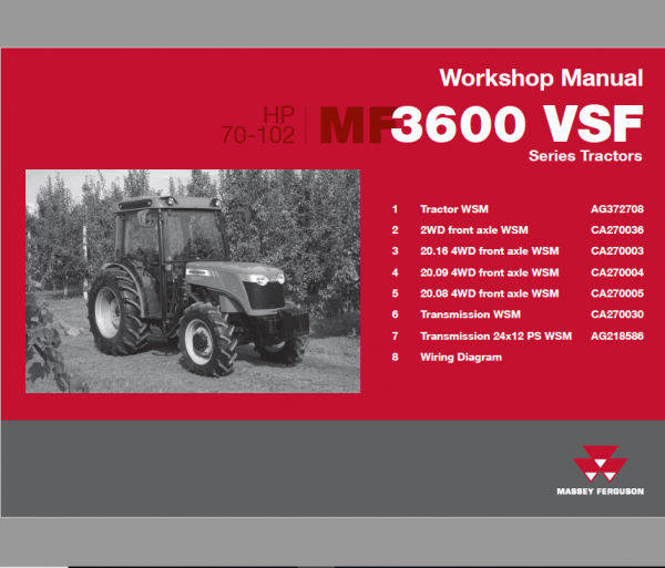 Massey Ferguson Tractor Workshop Manuals 3600 Series 