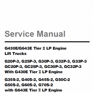 Doosan Daewoo G430e, G643e Tier 2 Lp Engine Forklift Service Manual