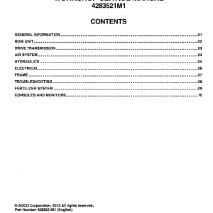 Massey Ferguson 9812 Planter Service Manual