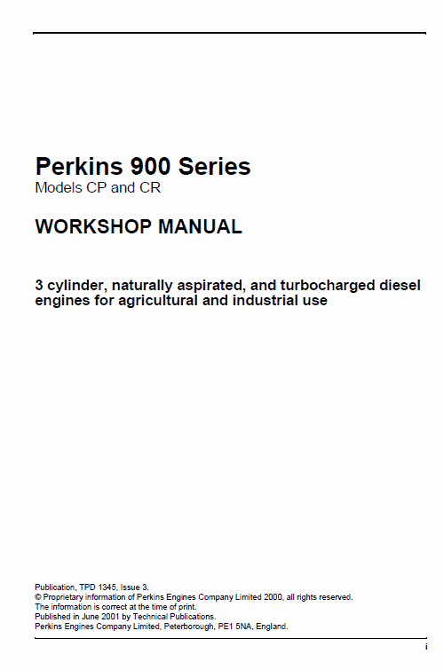 Perkins Engines 900 Series Workshop Repair Service Manual