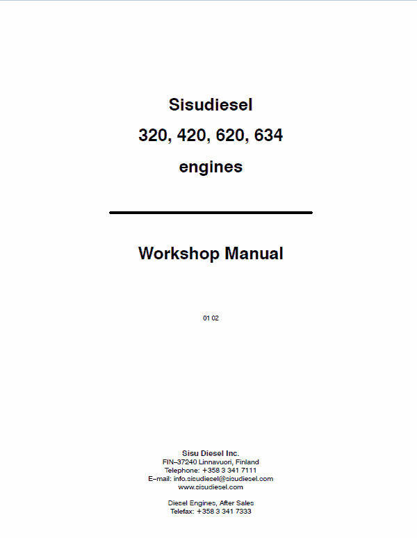 Agco Sisu 320, 420, 620, 634 Engines Workshop Repair Service Manual