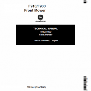 John Deere F910, F930 Front Mower Service Manual Tm-1301