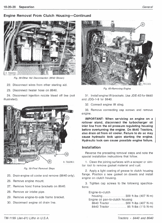 John Deere 8440, 8460 Tractor Service Manual Tm-1199