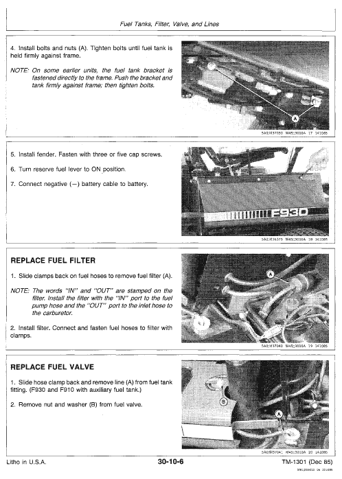 John Deere F910, F930 Front Mower Service Manual Tm-1301