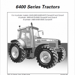 Massey Ferguson 6485, 6490, 6495, 6497, 6499 Tractor Service Manual