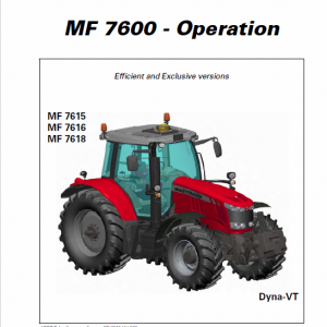 Massey Ferguson 7614, 7415, 7416, 7418 Tractor Operation And Maintenance Manual