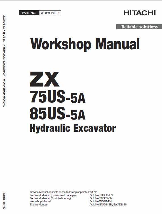 Hitachi Zx75us-5a And Zx85us-5a Excavator Service Manual