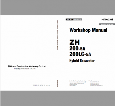 Hitachi ZH200-5A and ZH200LC-5A Excavator Service Repair Manual