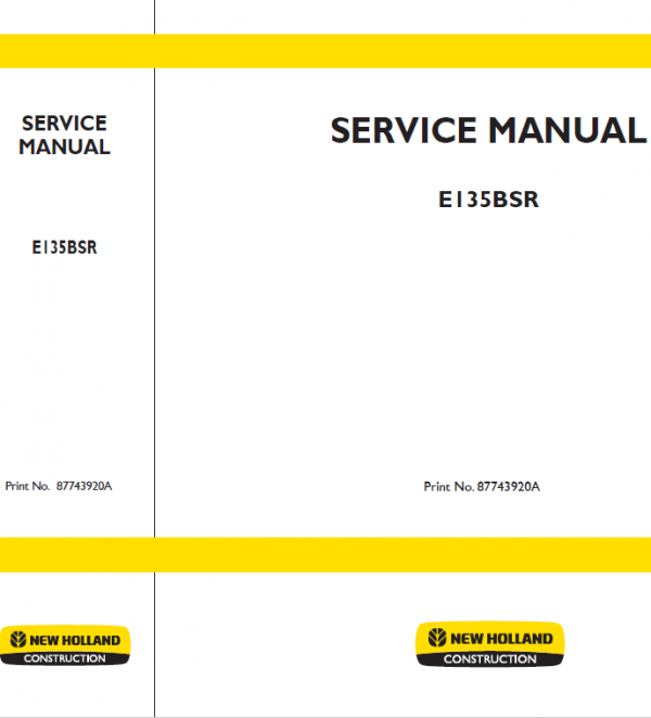 New Holland Kobelco E135BSR Excavator Workshop Service Manual.