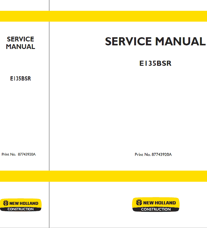 New Holland E135bsr Excavator Service Manual