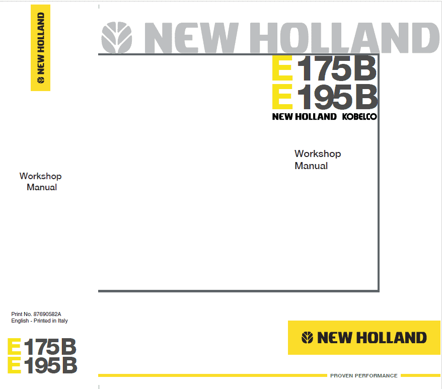 New Holland E175b And E195b Excavator Service Manual