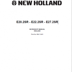New Holland E20.2sr, E22.2sr And E27.2sr Mini Excavator Manual