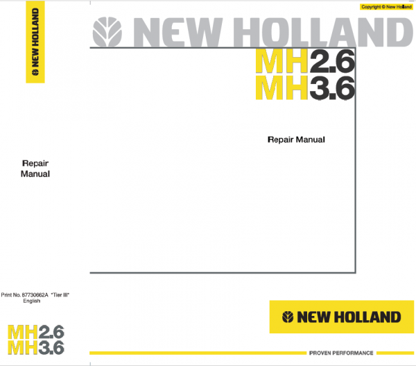 New Holland Mh2.6 And Mh3.6 Tier 3 Wheeled Excavator Manual