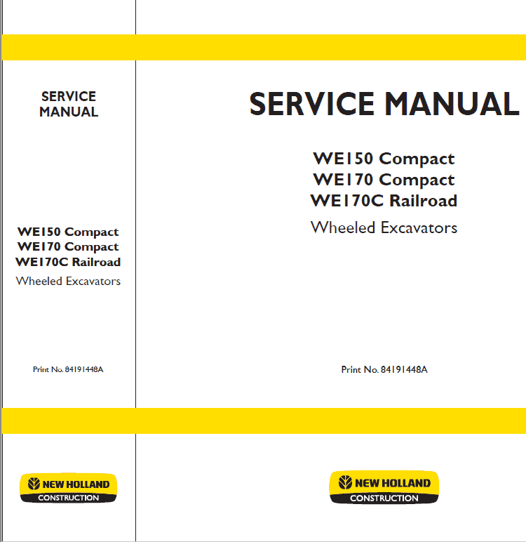 New Holland We150 And We170 Wheeled Excavators Manual