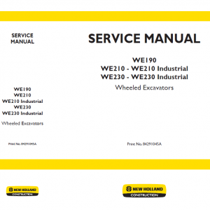 New Holland We190, We210 And We230 Wheeled Excavators Manual