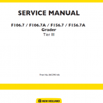 New Holland F106.7 And F156.7 Grader Manual