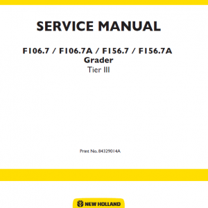 New Holland F106.7 And F156.7 Grader Manual