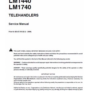 New Holland Lm1440, Lm740 Telehandlers Service Manual