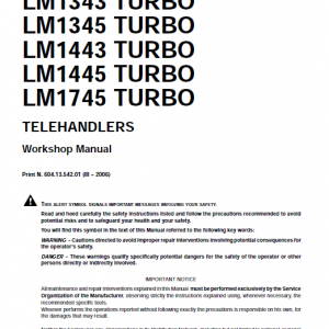 New Holland Lm1340, Lm1342 And Lm1345 Telehandlers Manual