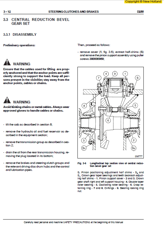 New Holland D255 Bulldozer Dozer Service Manual