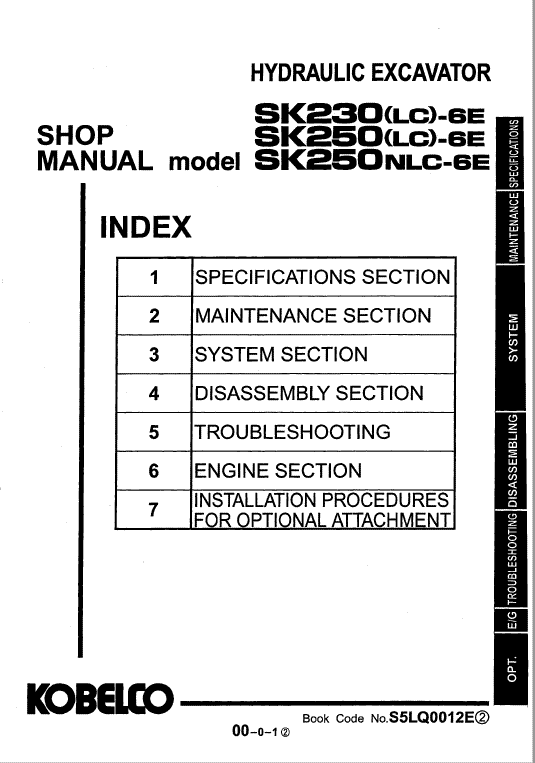 Kobelco Sk230lc-6e And Sk250lc-6e Excavator Service Manual