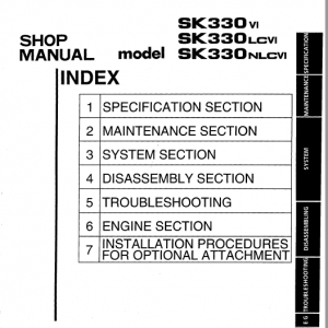 Kobelco Sk330 Iv, Sk330lc Iv And Sk330nlc Iv Excavator Manual
