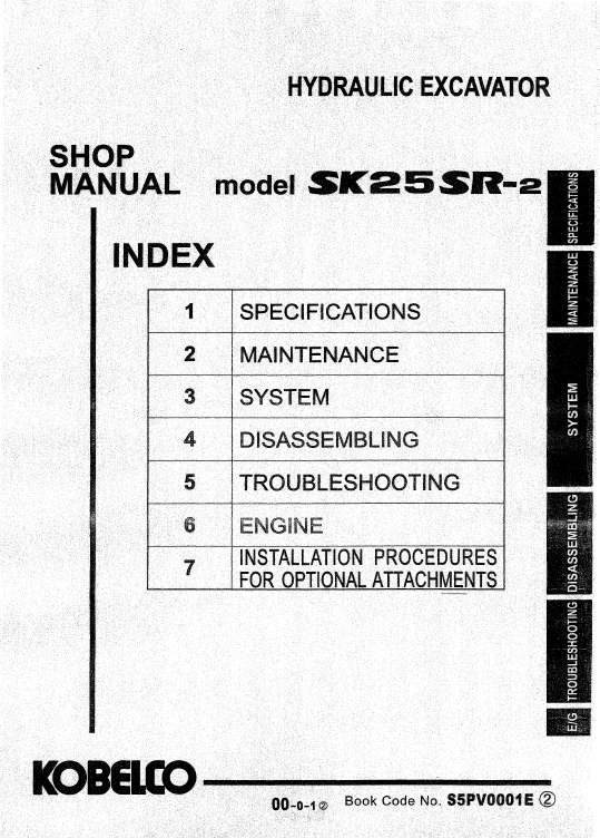 Kobelco Sk25sr-2 Excavator Service Manual