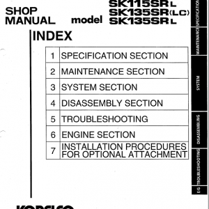 Kobelco Sk115sr And Sk135sr Excavator Service Manual