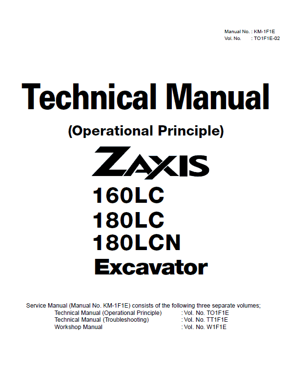 Hitachi Zaxis 160lc And Zaxis 180lc Excavator Service Manual