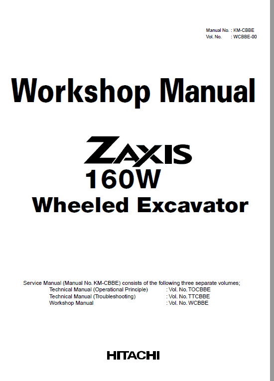 Hitachi Zx160w Wheeled Excavator Service Manual