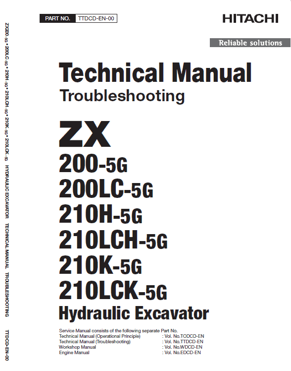 Hitachi Zx200-5g Excavator Service Manual