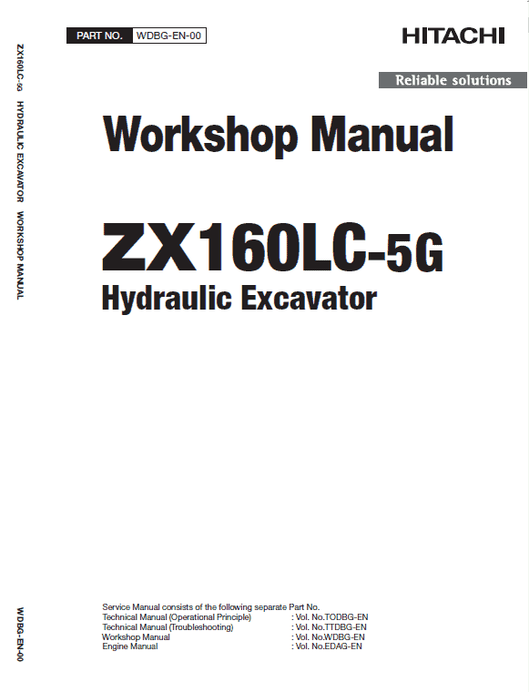 Hitachi Zx160lc-5g And Zx160lc-6 Excavator Service Manual