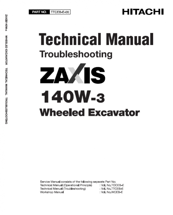 Hitachi ZX140-3 and ZX140-6 Excavator Service Manual