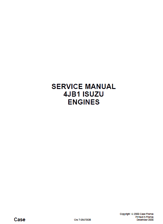 Isuzu 4jb1 Engines Service Manual