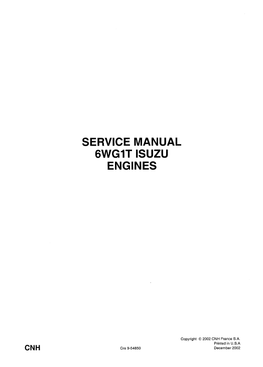 Isuzu 6wg1t Engines Service Manual