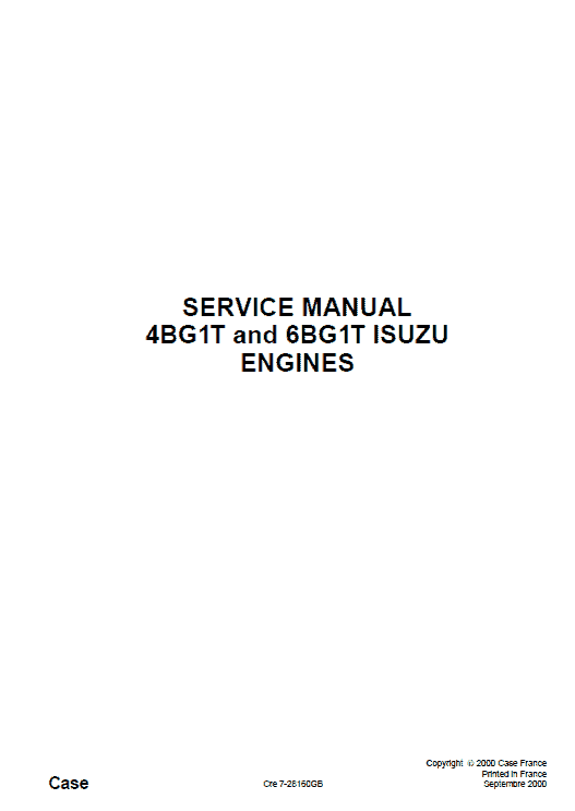 Isuzu 4bg1t And 6bg1t Engines Service Manual