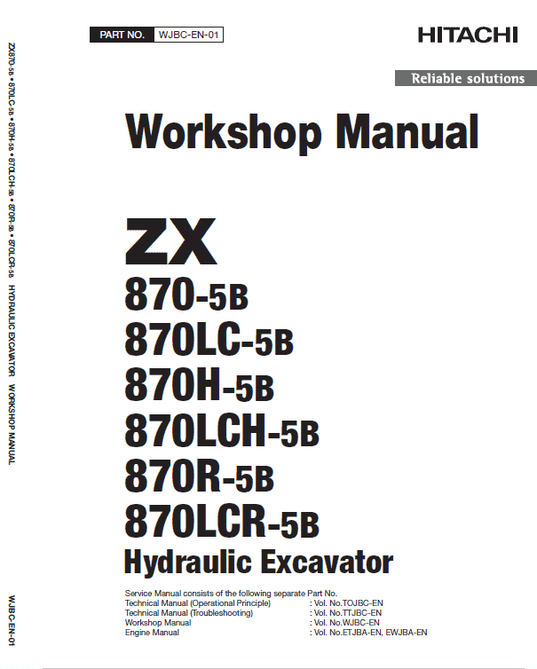 Hitachi Zx870-5b Excavator Service Manual