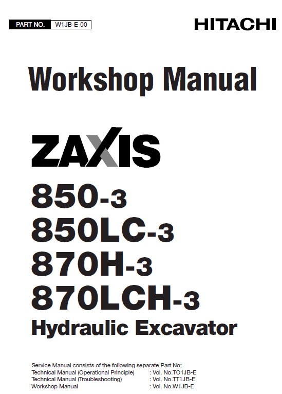 Hitachi Zx850-3 And Zx870h-3 Excavator Service Manual