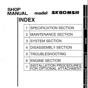 Kobelco Sk80msr, Sk80cs Excavator Service Manual